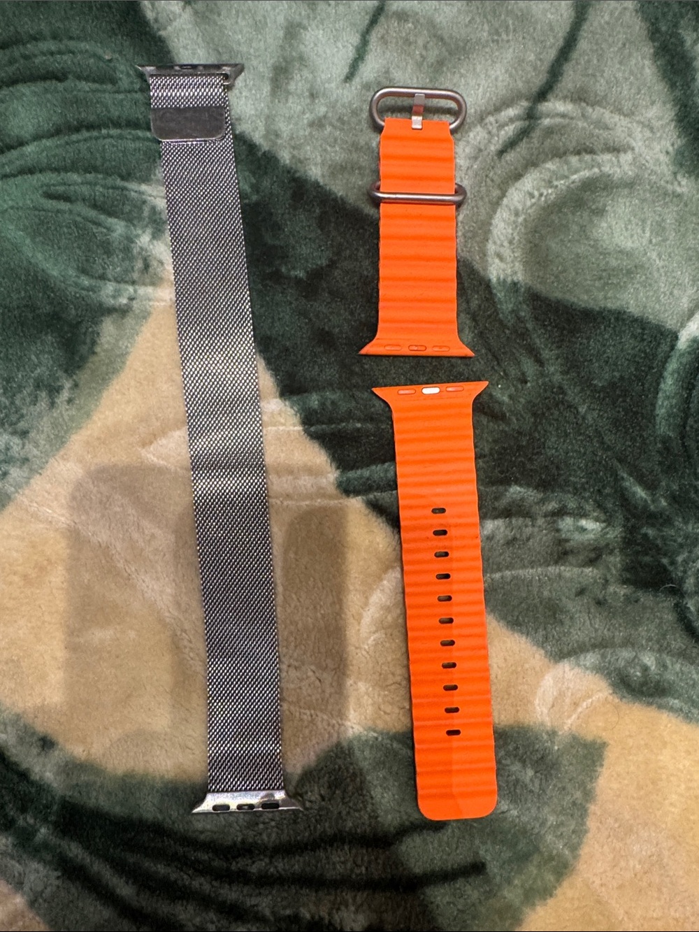 Apple Orange Silicone Band with Silver Mesh Loop Replacement
